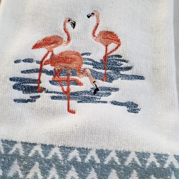 Sonoma Flamingo Embroidered Bathroom Hand Towel - Picture 6 of 6